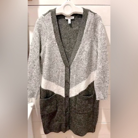 ADDITION  ELLE Gray & White long cardigan size X - Picture 1 of 7